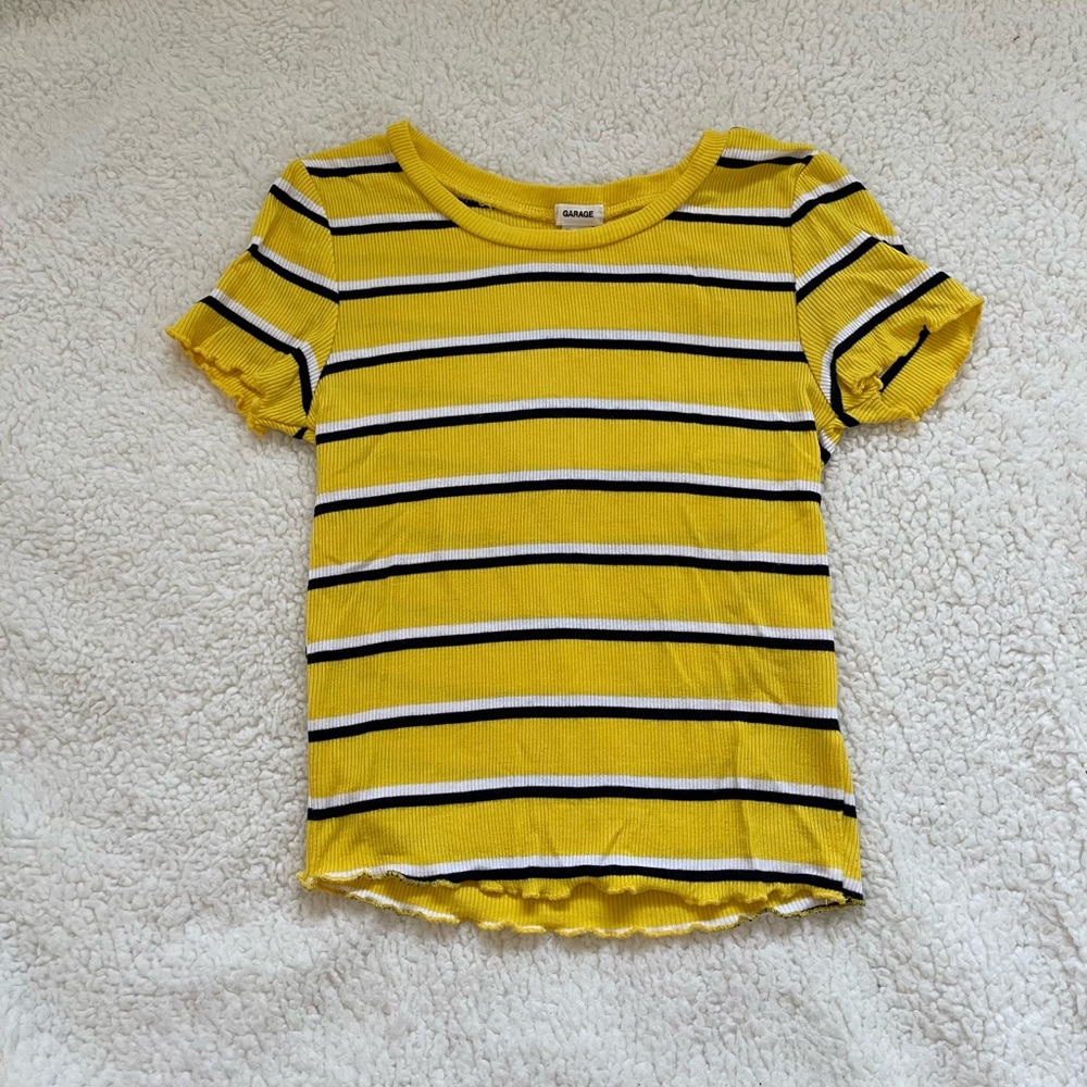 yellow stripped garage clothing tshirt
